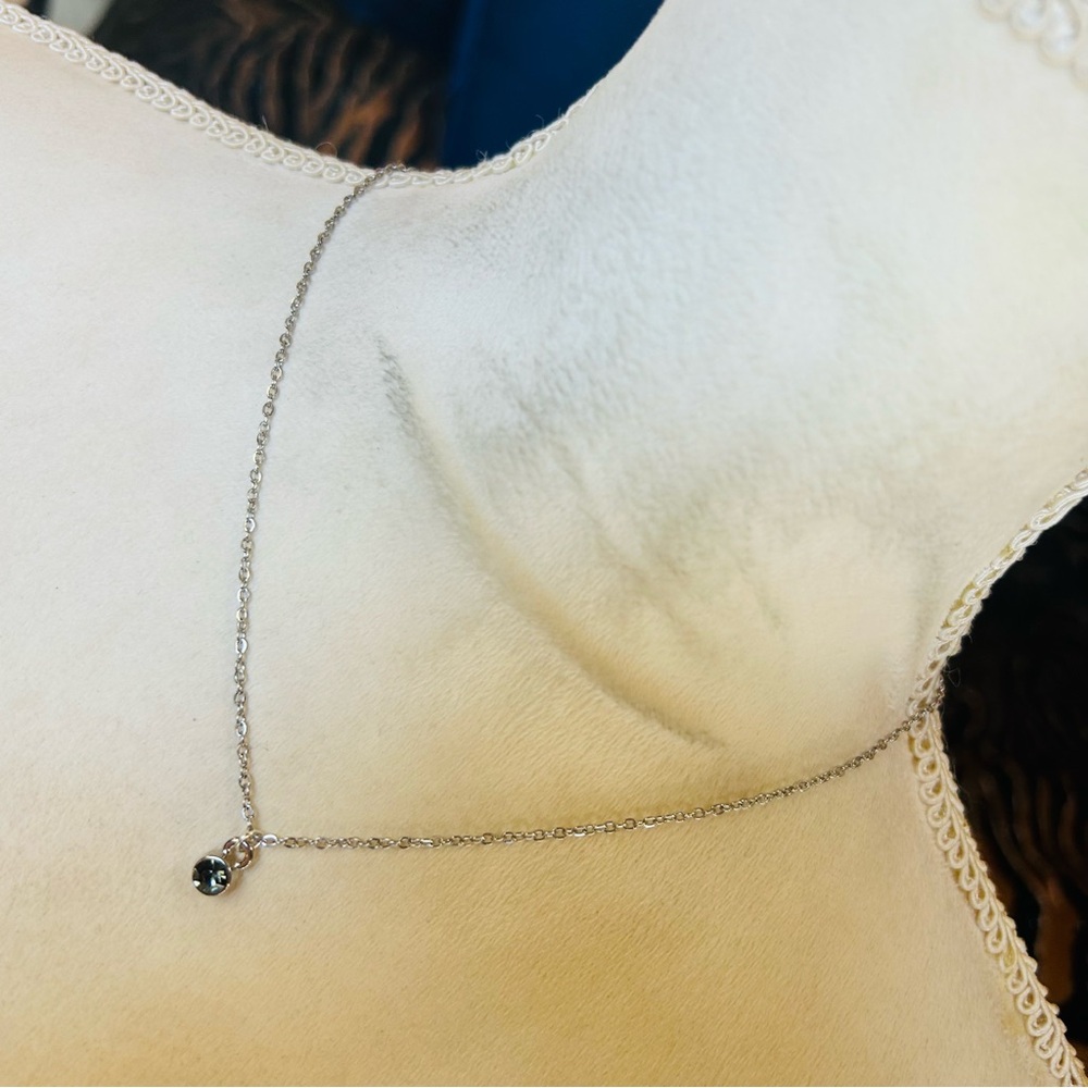 Handcrafted faceted slate blue glass pendant on chain necklace